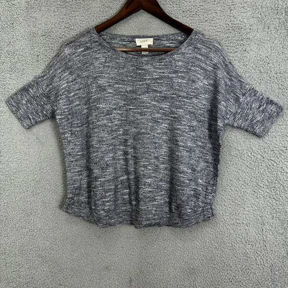 Ann‎ Taylor LOFT top womens small gray heathered dolman sleeve cropped basic - Picture 1 of 6
